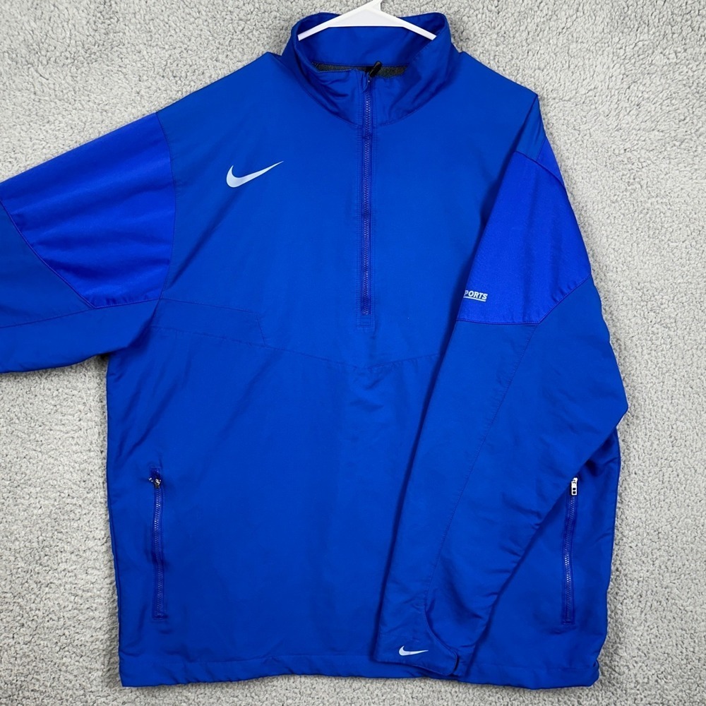 Nike Golf Jacket Pullover Men XL Blue Quarter Zip Performance Long Sleeve Swoosh